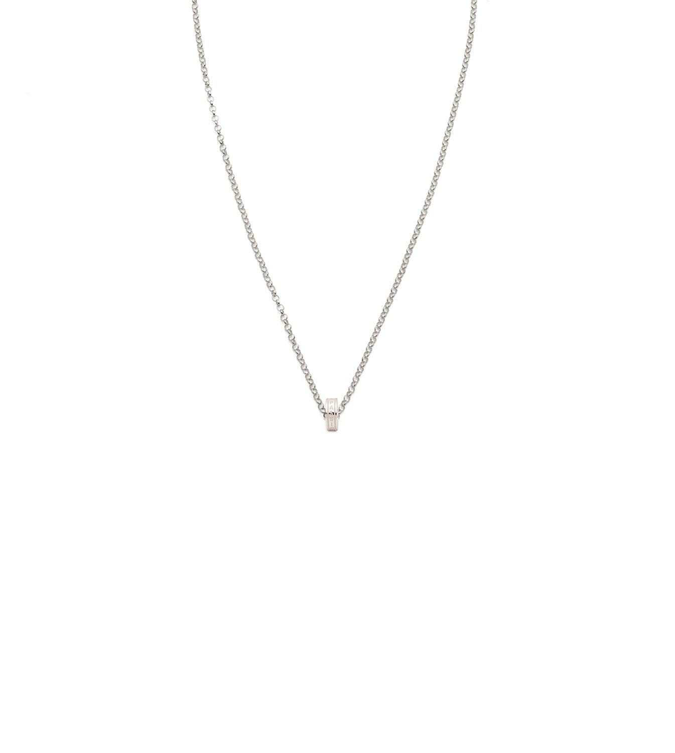 foundrae Vivacity Heart Beat Fine Belcher Chain Necklace White Gold