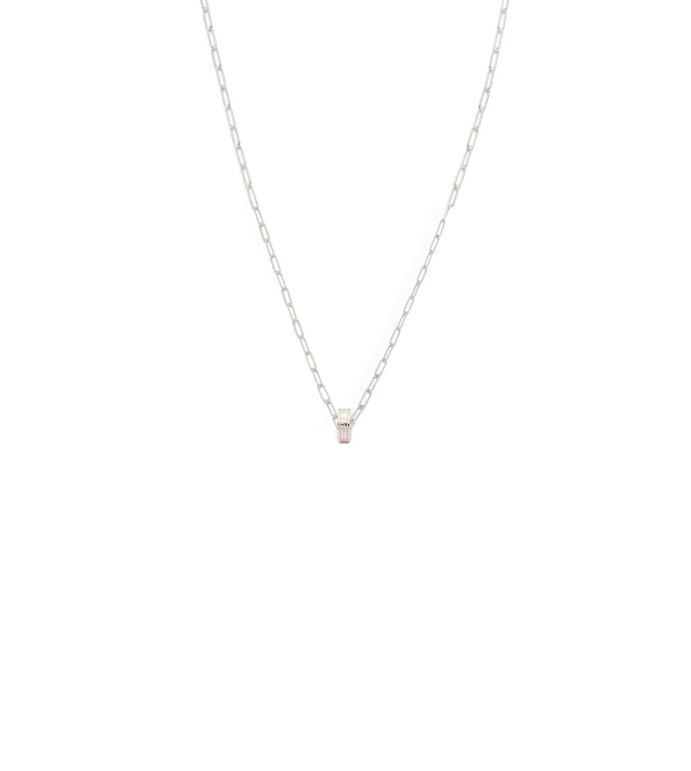 foundrae Vivacity Heart Beat Super Fine Clip Chain Necklace White Gold