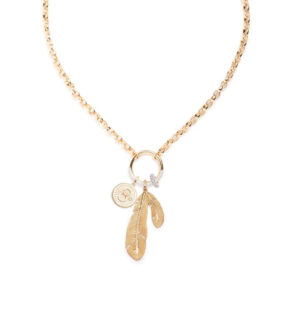 foundrae Vivacity Heavy Belcher Open Chain Story in Yellow Gold with Pave Diamonds