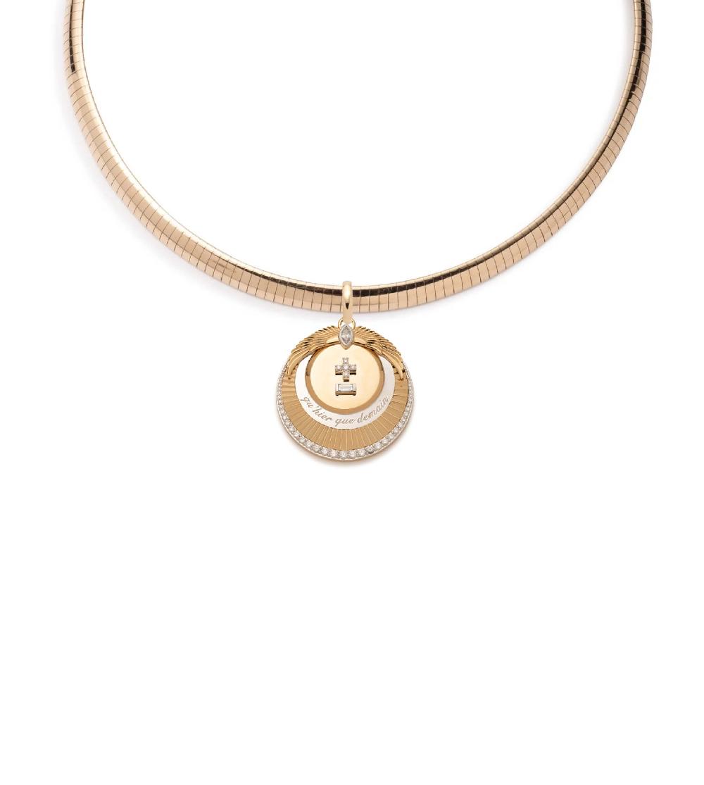 foundrae Vivacity Medium Sleek Collar Necklace in Yellow Gold with Diamonds