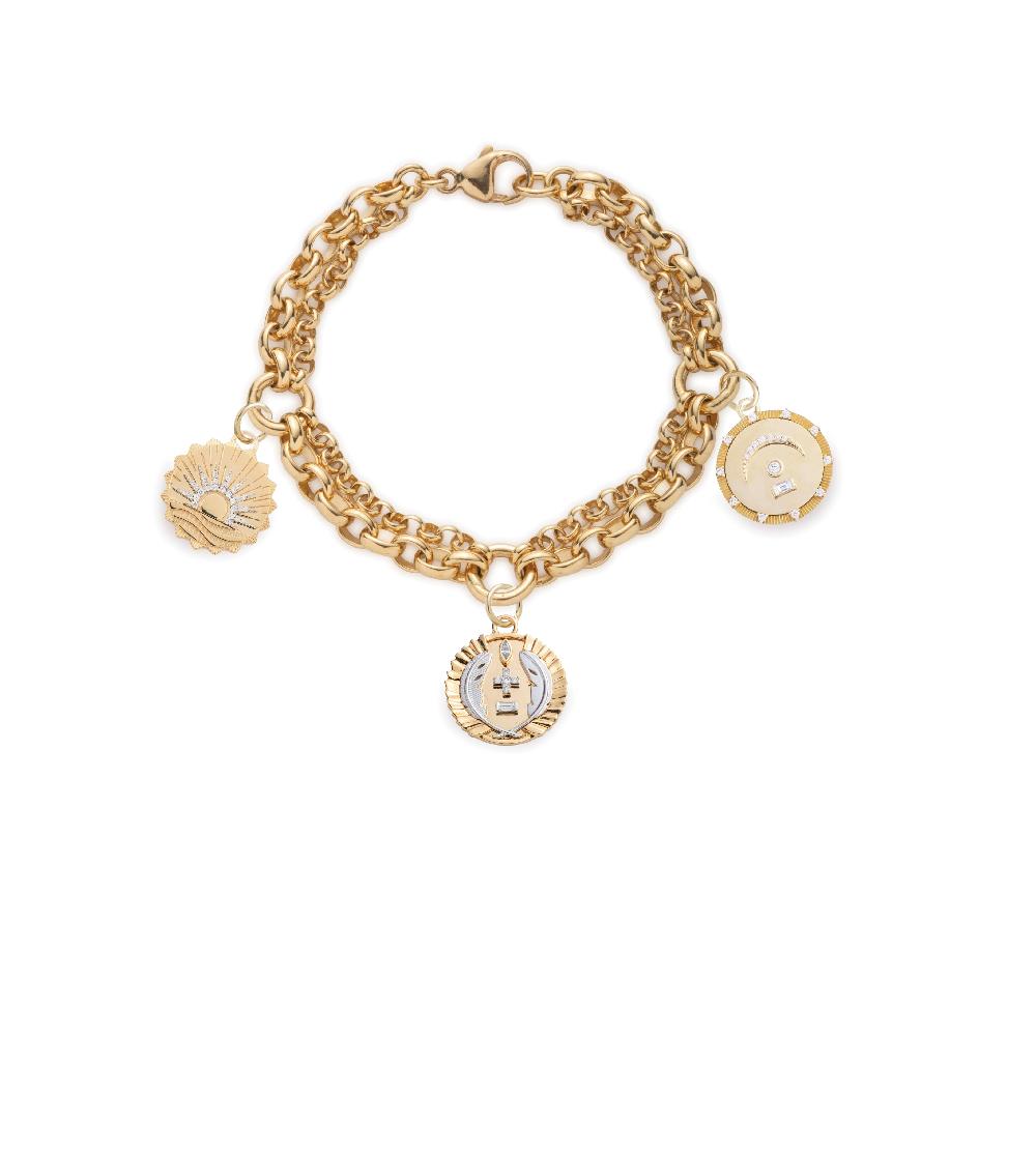 foundrae Vivacity New Beginnings & Pause Festoon Chain Bracelet in Yellow Gold