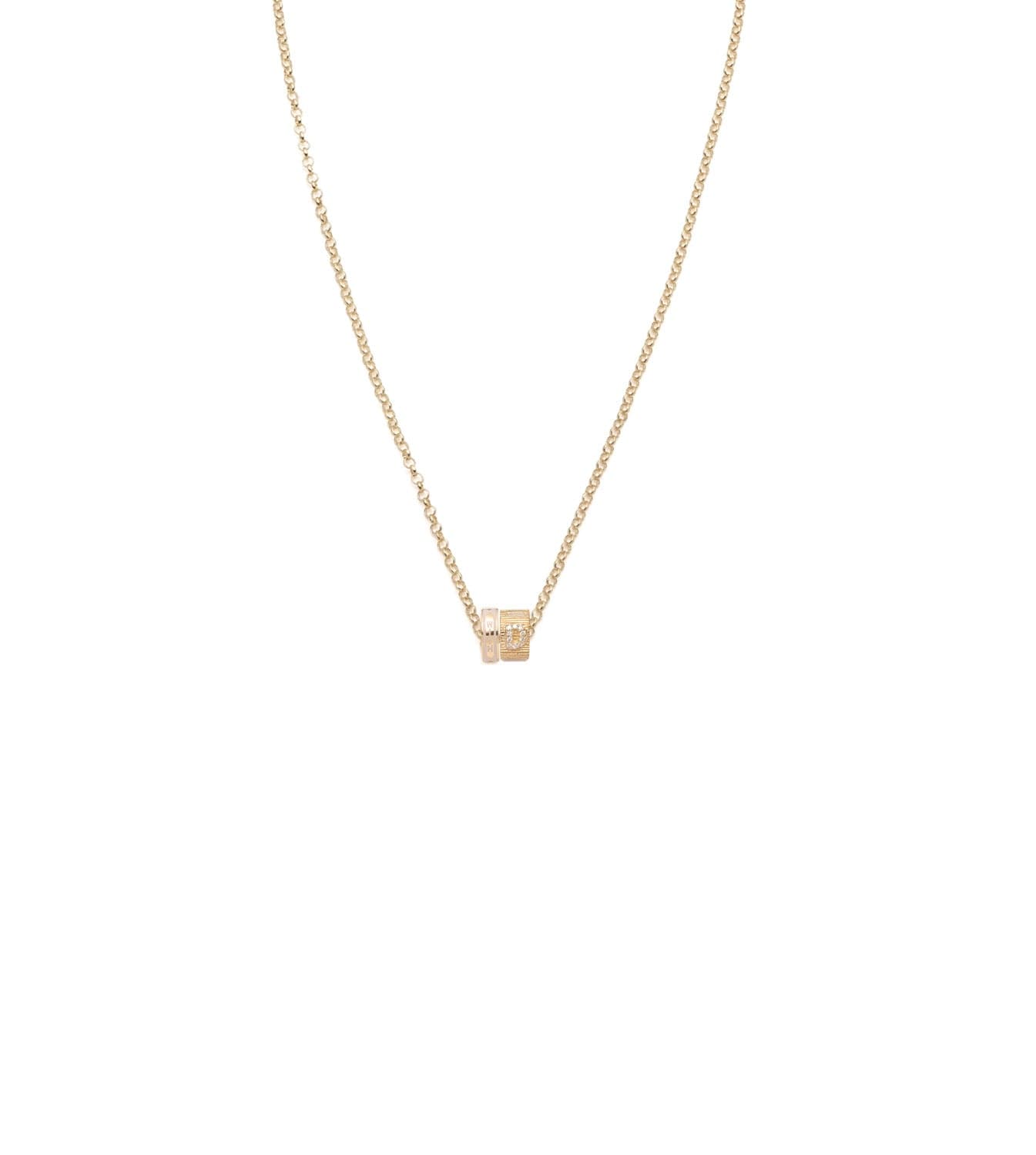 foundrae Vivacity & Pave Diamond Initial Heart Beat Fine Belcher Chain Necklace