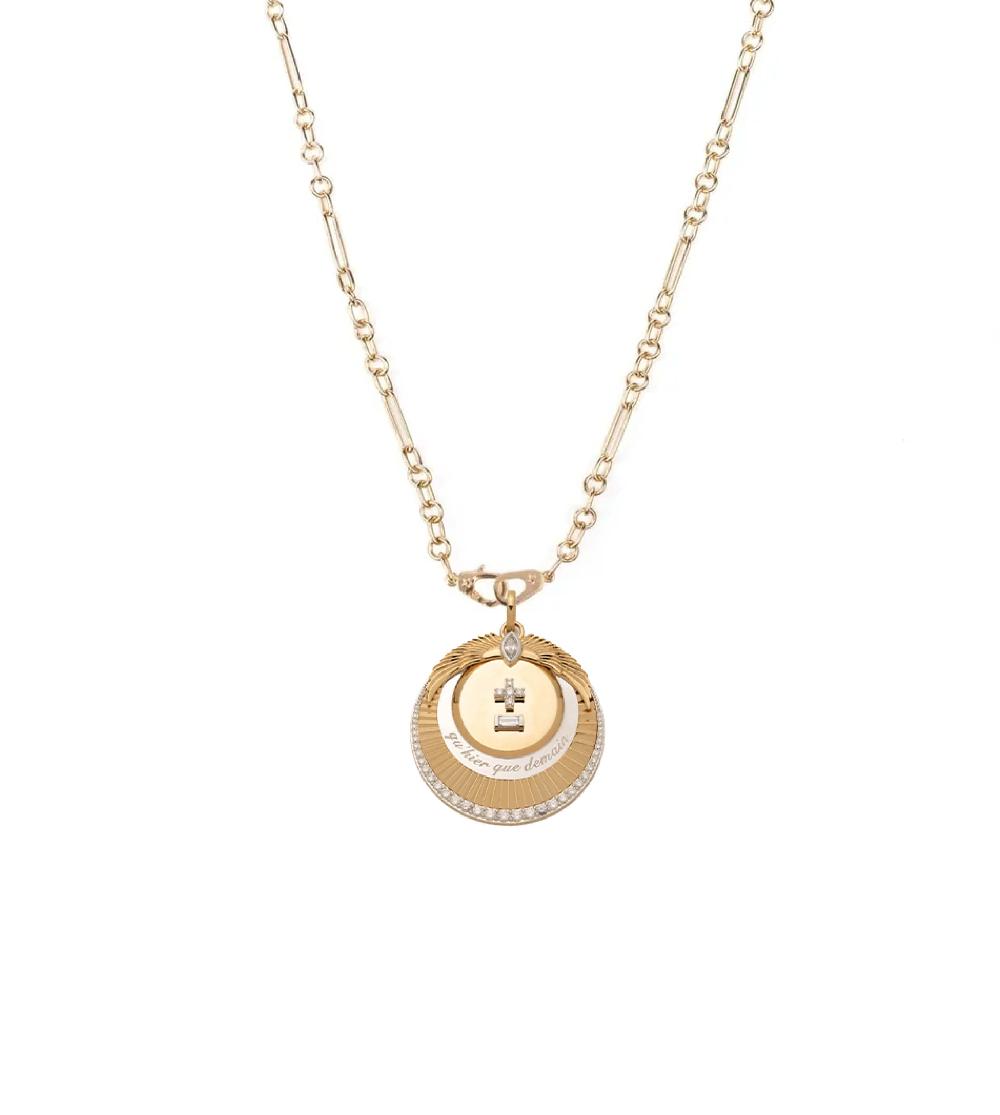 foundrae Vivacity Small Mixed Clip Necklace Story in Yellow Gold with Diamonds