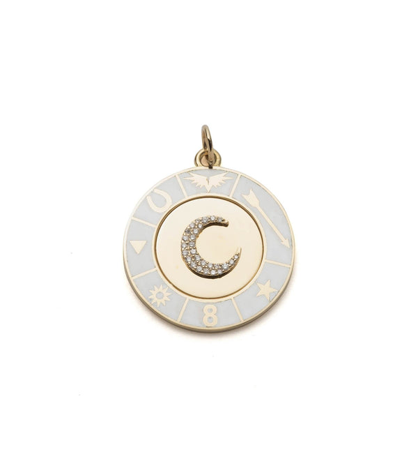 foundrae White Crescent Champleve Enamel Wheel Medallion