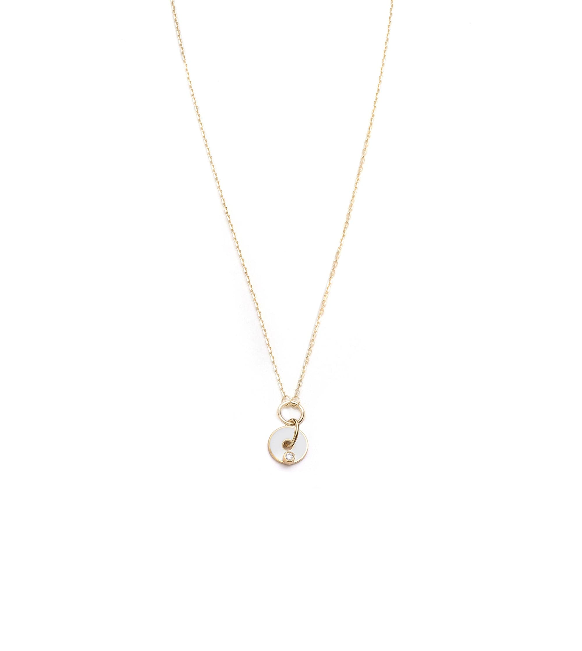 foundrae White Diamond Champleve Enamel Disk Drop Necklace
