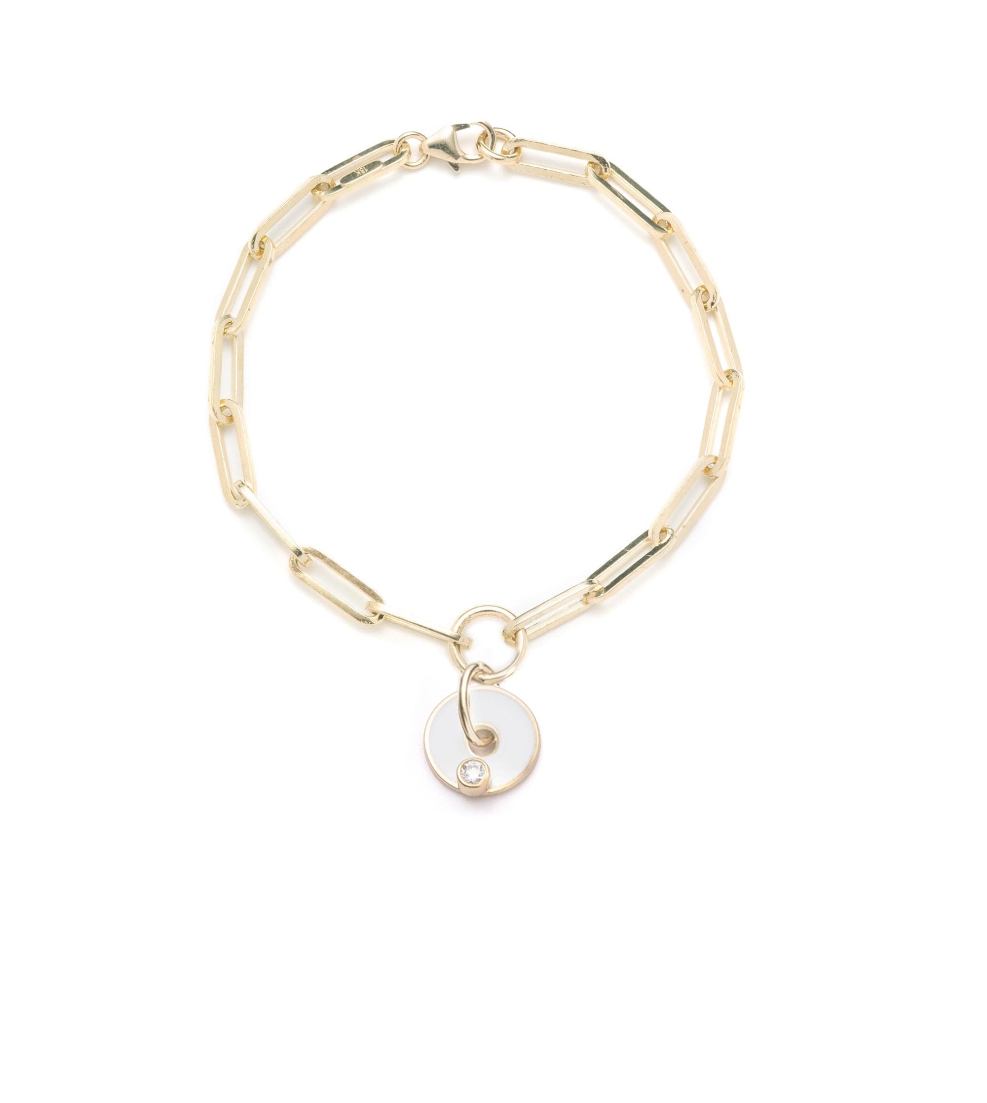 foundrae White Diamond - Wholeness Disk Classic FOB Clip Chain Bracelet