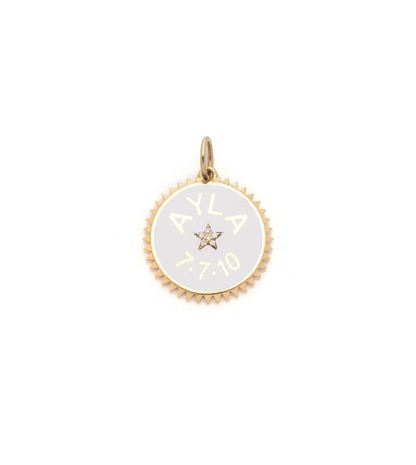 foundrae White Personalized Petite Champleve Medallion