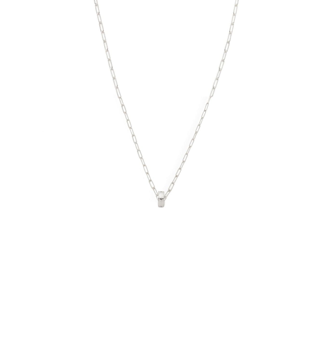 foundrae Wholeness Heart Beat Super Fine Clip Chain Necklace White Gold