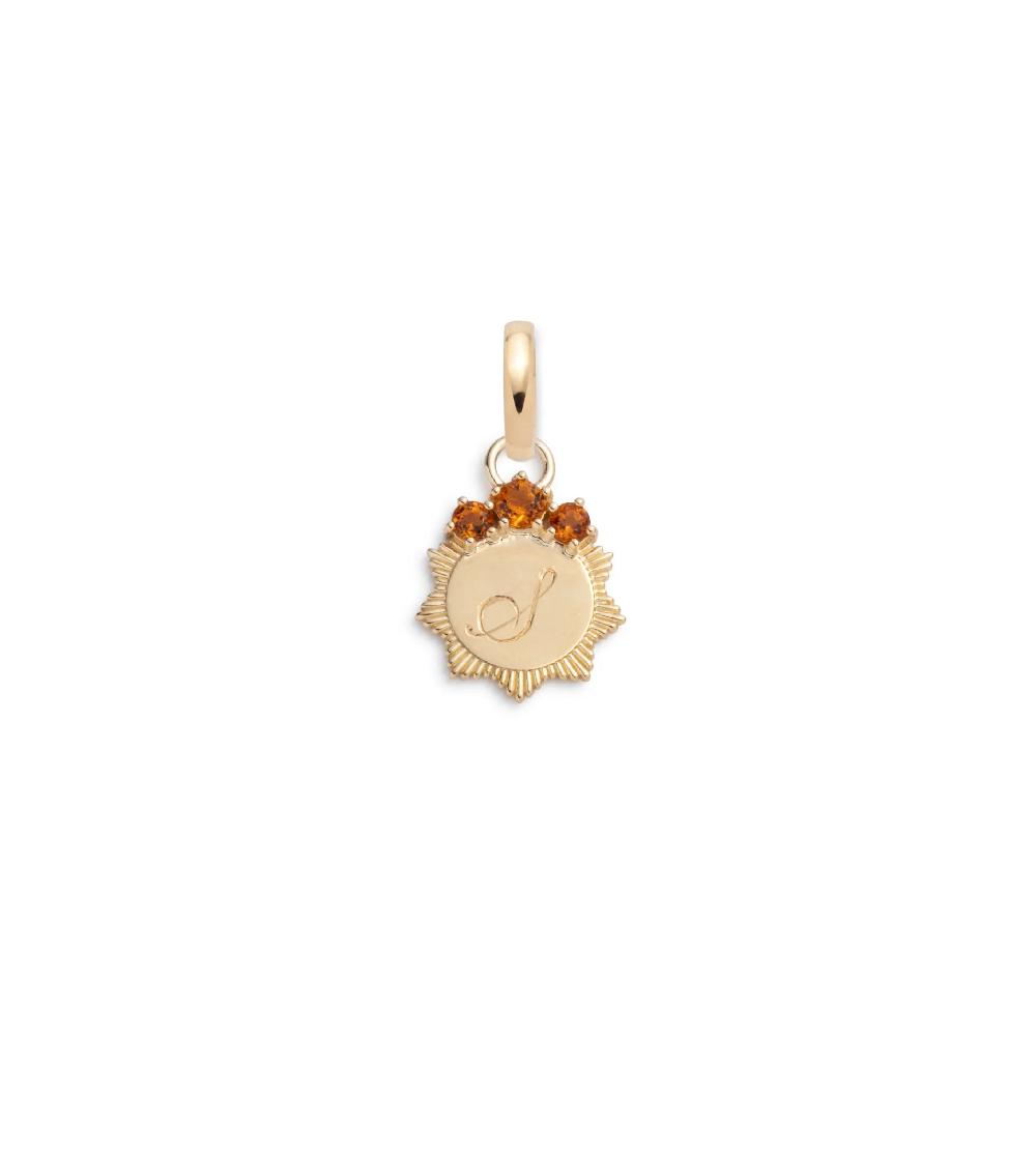 foundrae Yellow Citrine Engravable Miniature Medallion with Annex Link