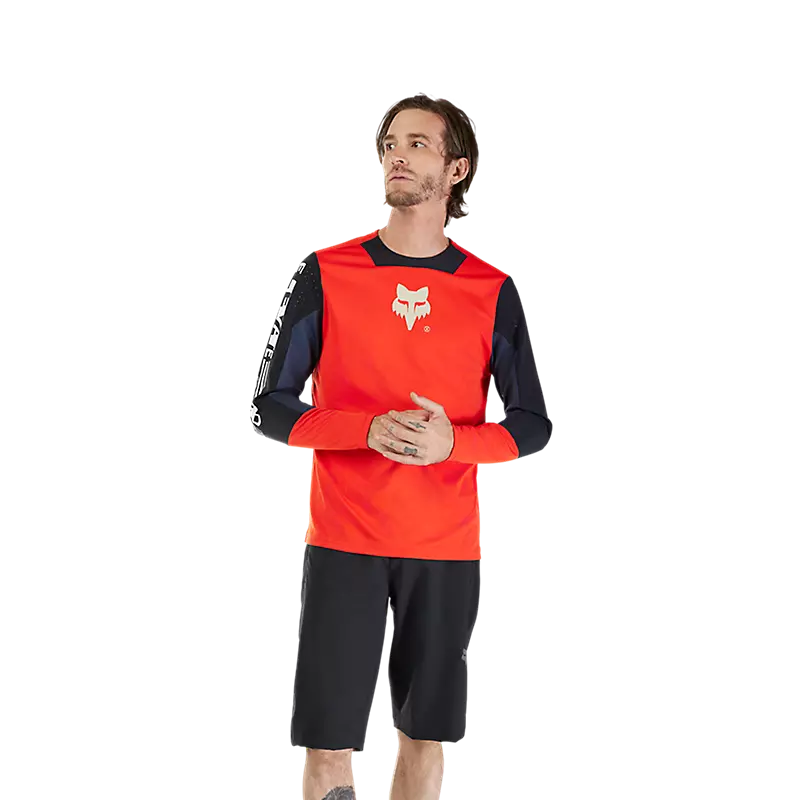Fox Defend Elevated Long Sleeve Jersey  Fluorescent Red