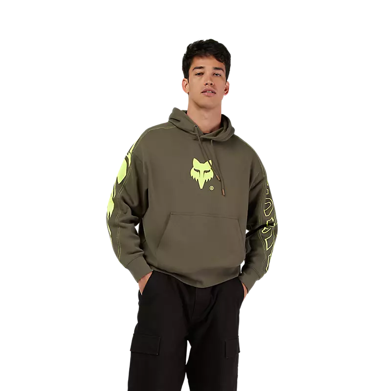 Fox Elevated Oversized Pullover Hoodie Military Green