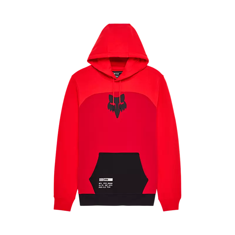 fox Fracture Paneled Pullover Hoodie Red