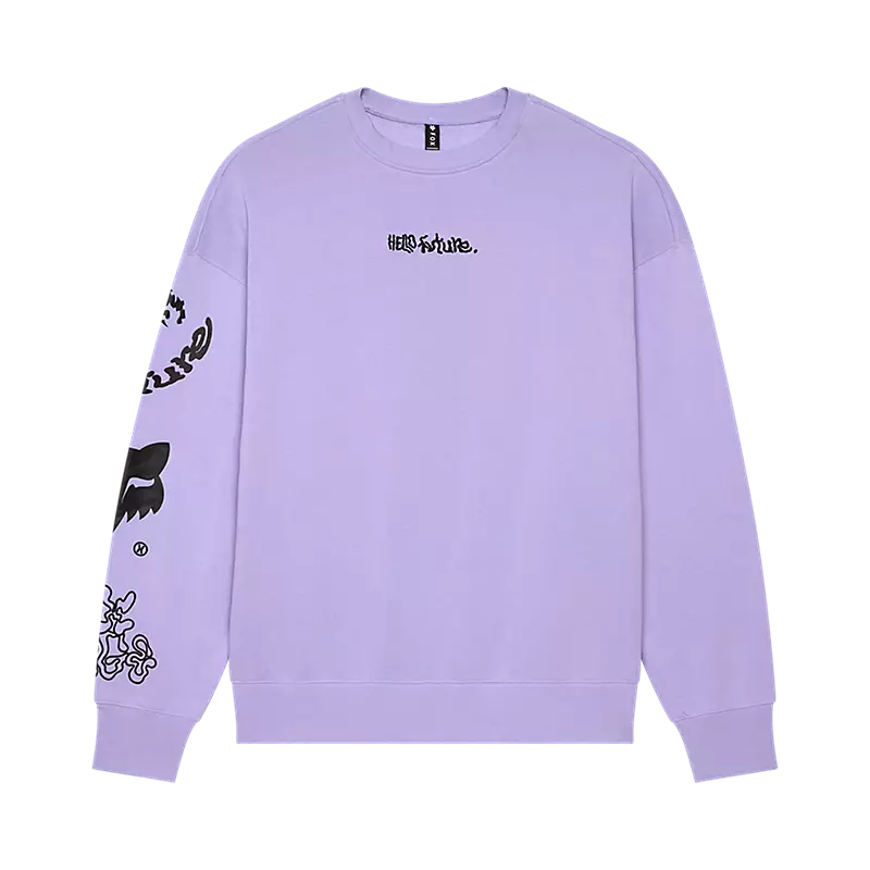 fox Hello Future Oversized Crew Sweatshirt Lilac