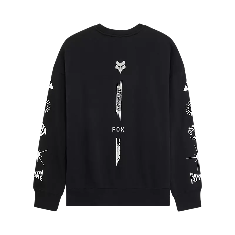 Fox Image Cosmo Oversized Fleece Crew Black