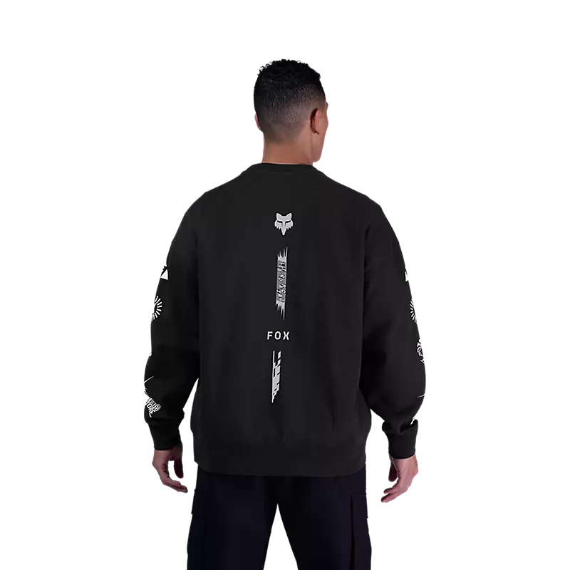 Fox Image Cosmo Oversized Fleece Crew Black