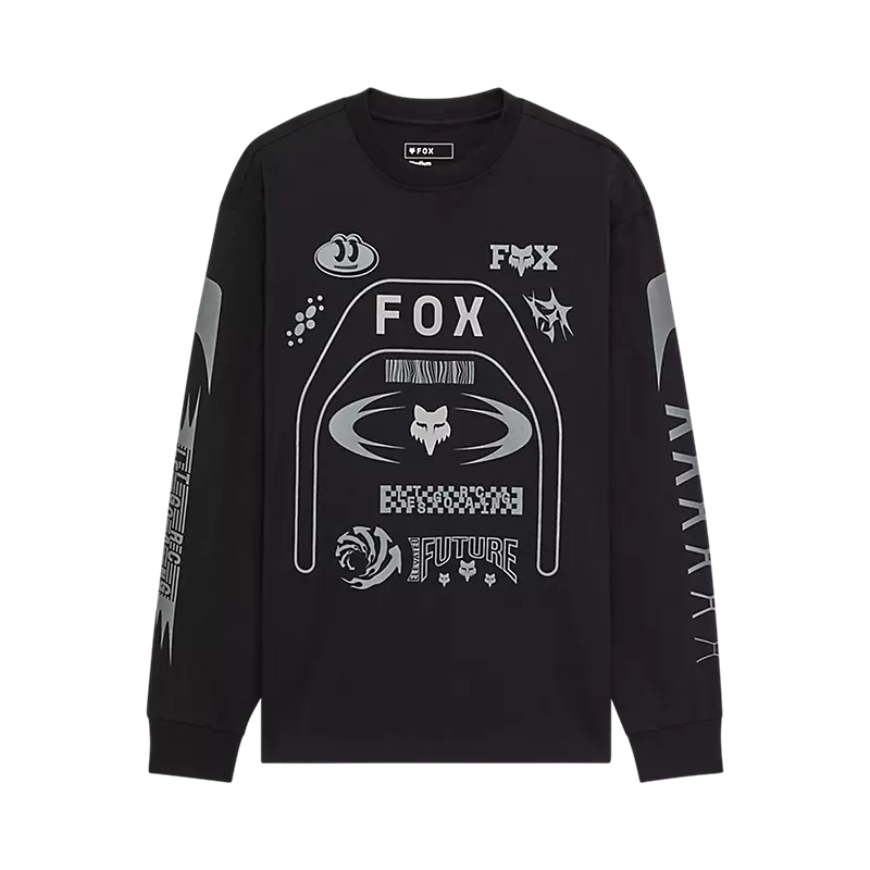 fox Image Cosmo Oversized Long Sleeve Tee Black