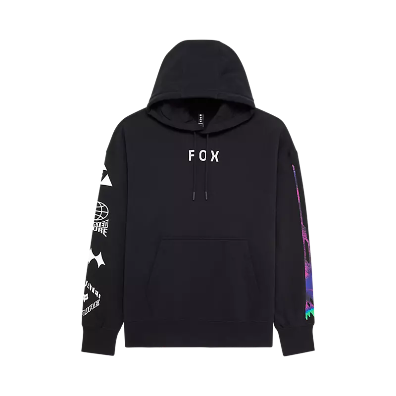 fox Image Cosmo Oversized Pullover Hoodie Black