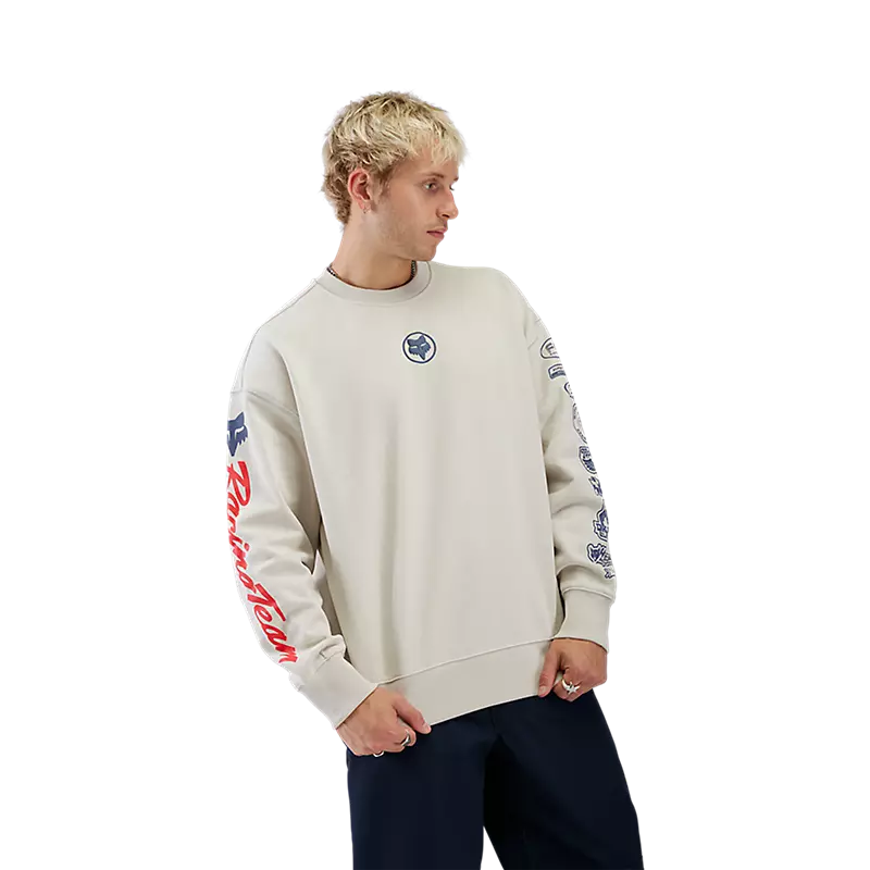 fox Super Trick Oversized Crew Pullover Cream