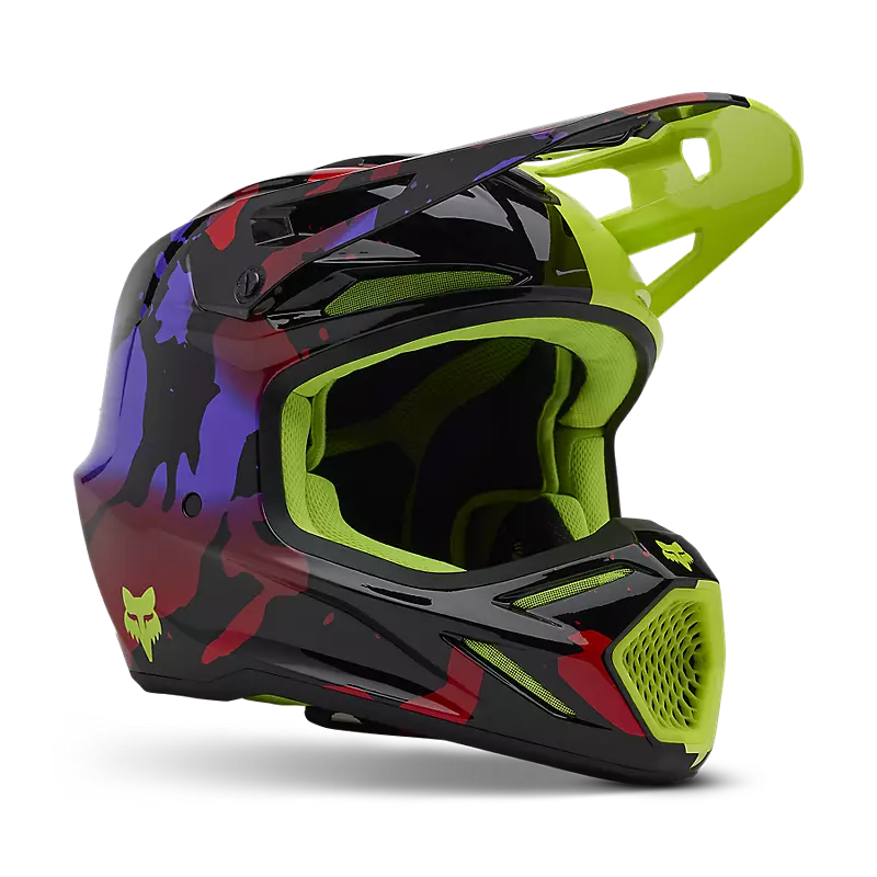 Fox V3 Throttle Helmet Fluorescent Yellow