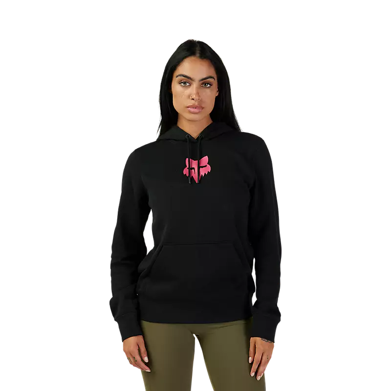 Fox Womens Fox Head Pullover Hoodie  Black/Pink