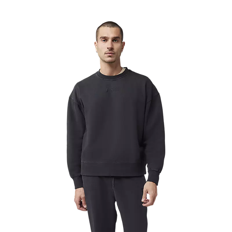 Fox Wordmark Oversized Fleece Crew Black