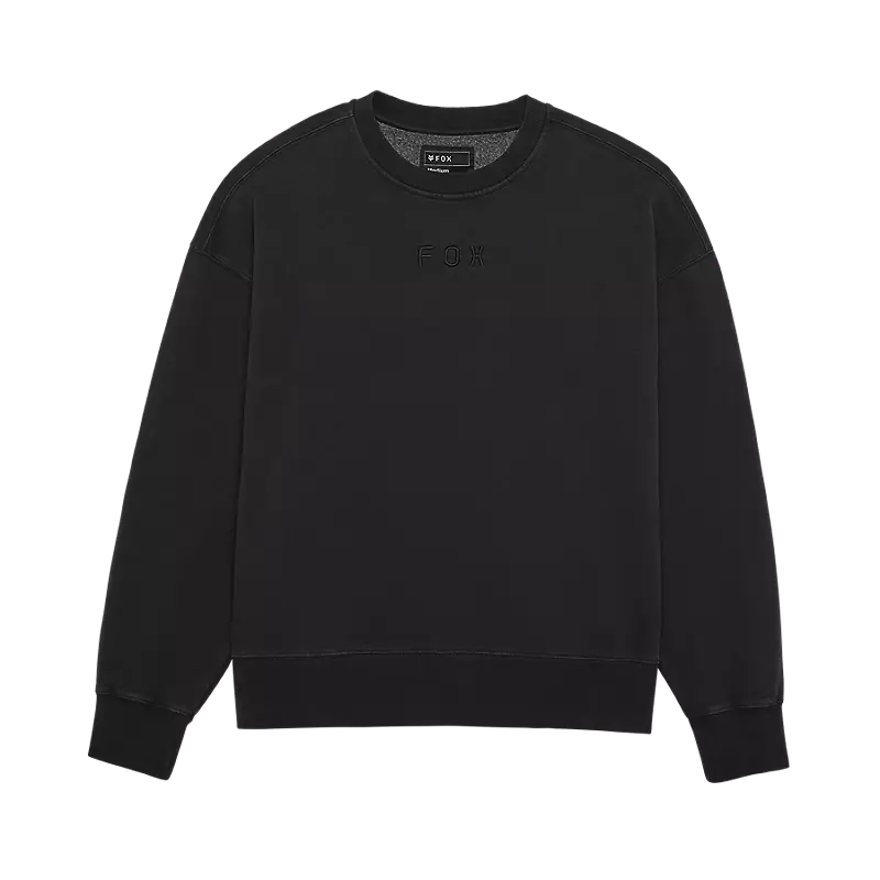 fox Wordmark Oversized Fleece Crew Black