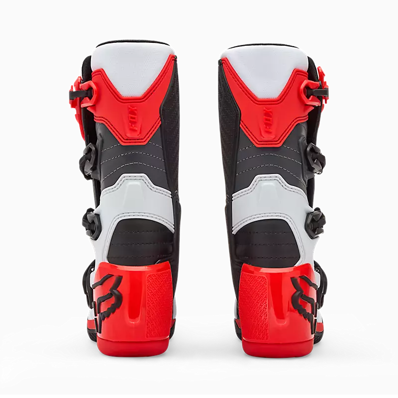 Fox Youth Comp Boots White/Florescent Red