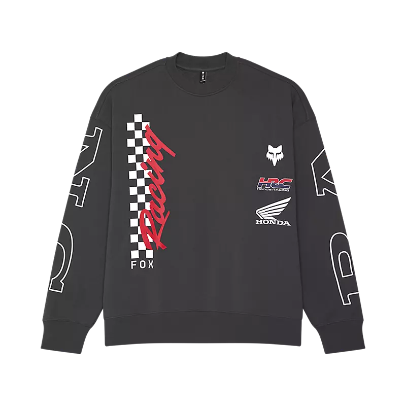 fox Honda Oversized Crew Sweatshirt  Dark Shadow Grey