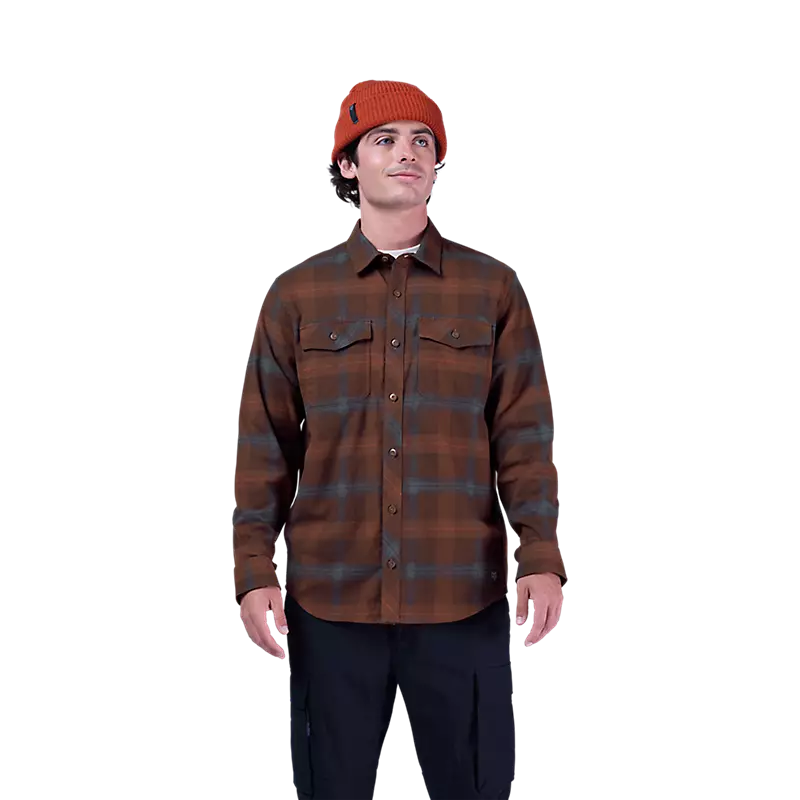 Fox Survivalist Core Flannel Long Sleeve Shirt Dark Brown