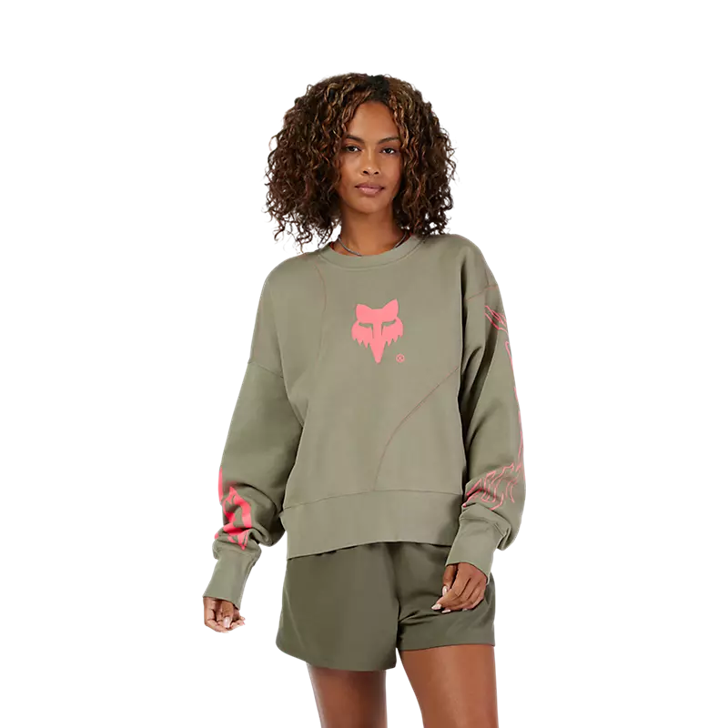Fox Womens Elevated Oversized Crew Sweatshirt Adobe