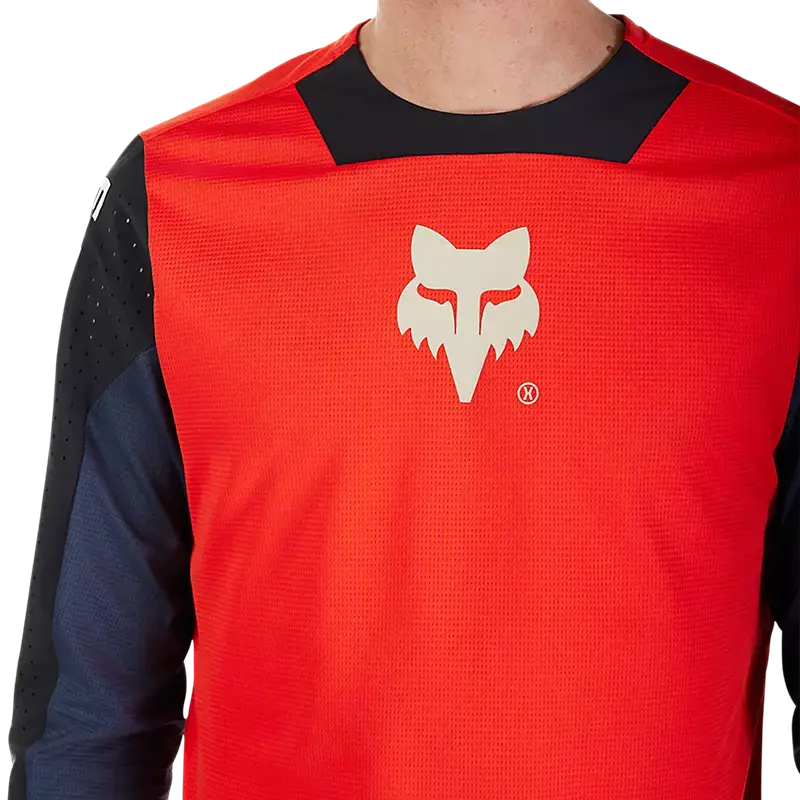 Fox Youth Defend Elevated Long Sleeve Jersey  Fluorescent Red