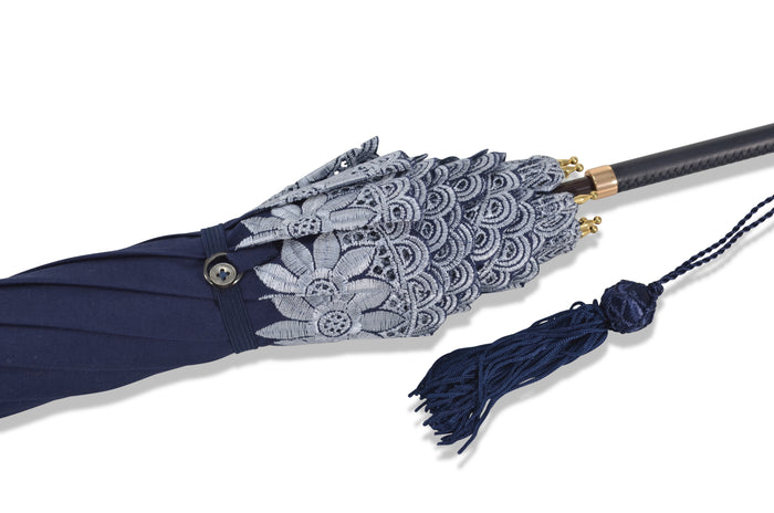 Fox Umbrellas 229815 Pattern Parasol - Navy (2 Handle Choices)