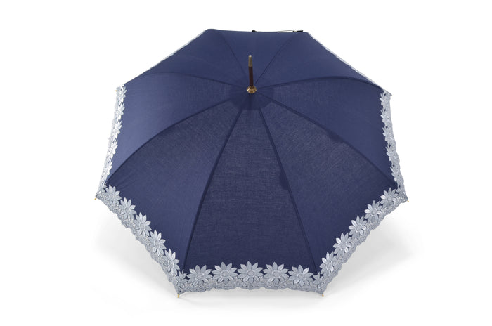 fox umbrellas 229815 Pattern Parasol - Navy (2 Handle Choices)