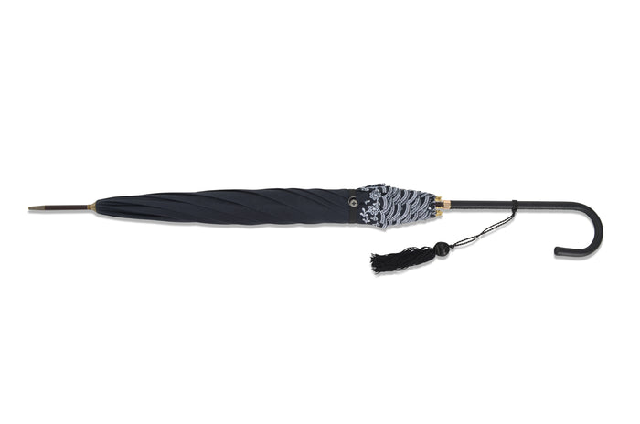 Fox Umbrellas 229821 Pattern Parasol - Black (2 Handle Choices)