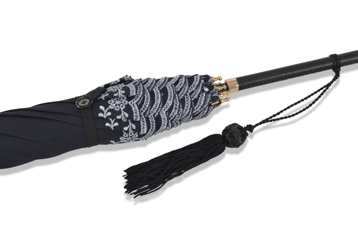 Fox Umbrellas 229821 Pattern Parasol - Black (2 Handle Choices)