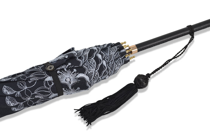 Fox Umbrellas 316406 Pattern Parasol - Black (2 Handle Choices)