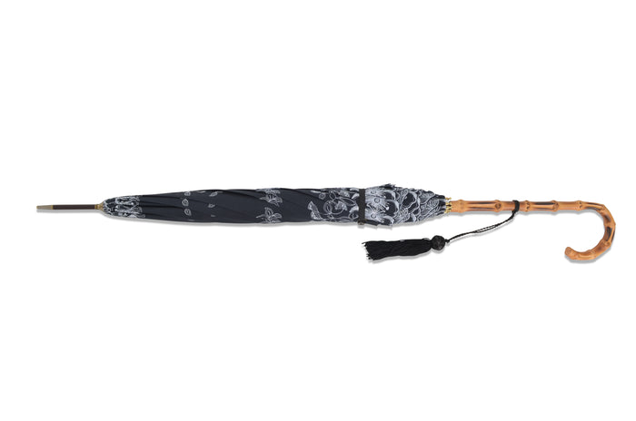 Fox Umbrellas 316406 Pattern Parasol - Black (2 Handle Choices)