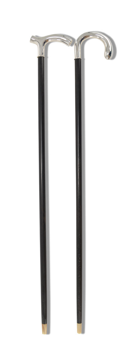 fox umbrellas EWS6 Silver Hallmarked Crook or Crutch Dress Stick (2 Handle Options)