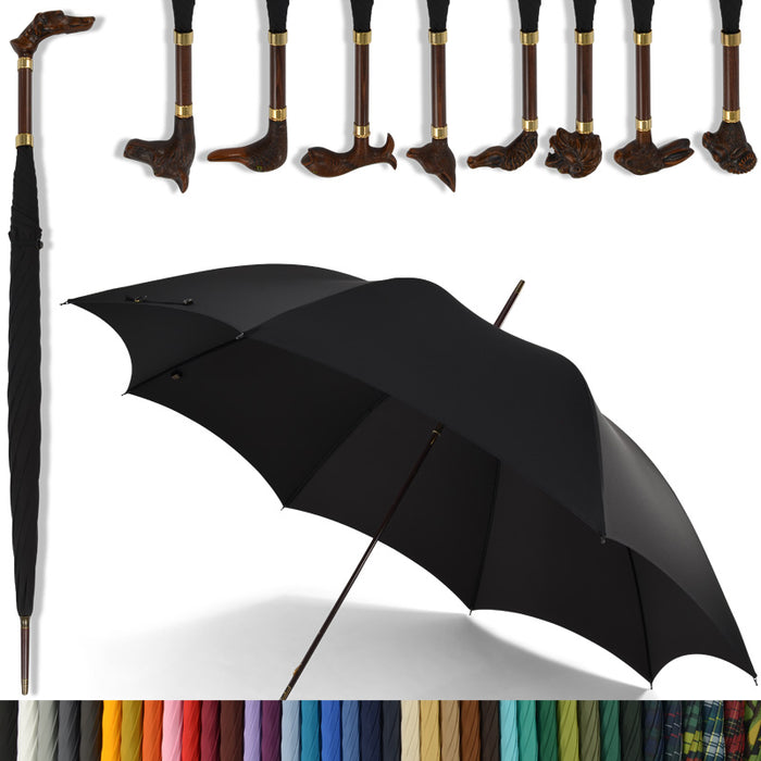 fox umbrellas GT19S Brown Animal Head with Straight Stem (9 Handle Choices)