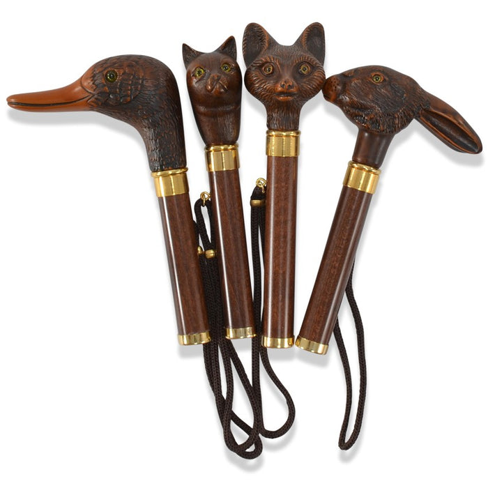 Fox Umbrellas SP5 Short Brown Animal Head (4 Handle Choices)