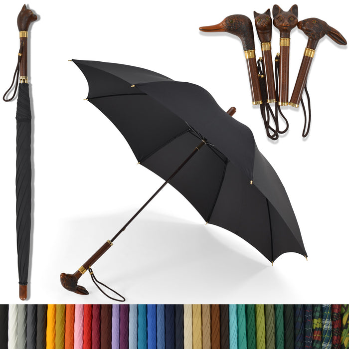 fox umbrellas SP5 Short Brown Animal Head (4 Handle Choices)