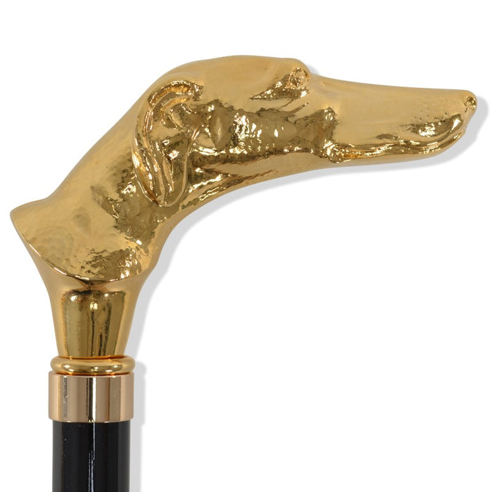 fox umbrellas TEL8 (10 Rib) Gilt Classic Greyhound Head