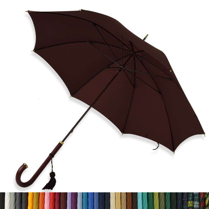 fox umbrellas WL6N Stout Leather Crook with Rolled Gold Nose (6 Handle Choices)