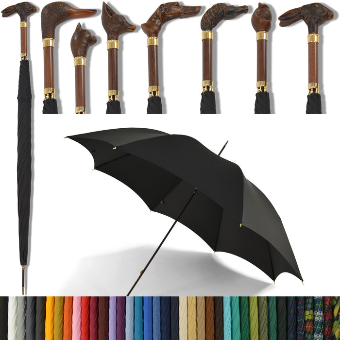 fox umbrellas WLT5 Brown Finish Animal Head (7 Handle Choices)