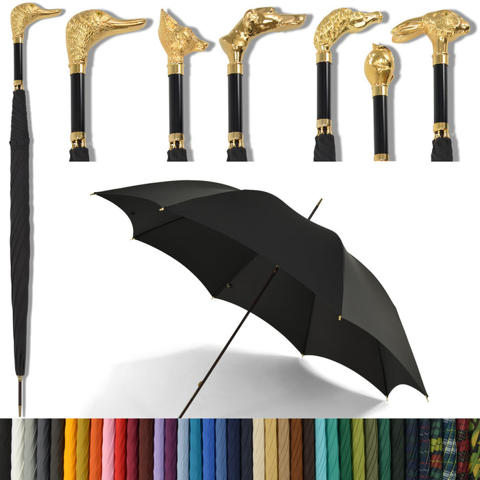 fox umbrellas WLT6 Gilt Animal Head (6 Handle Choices)