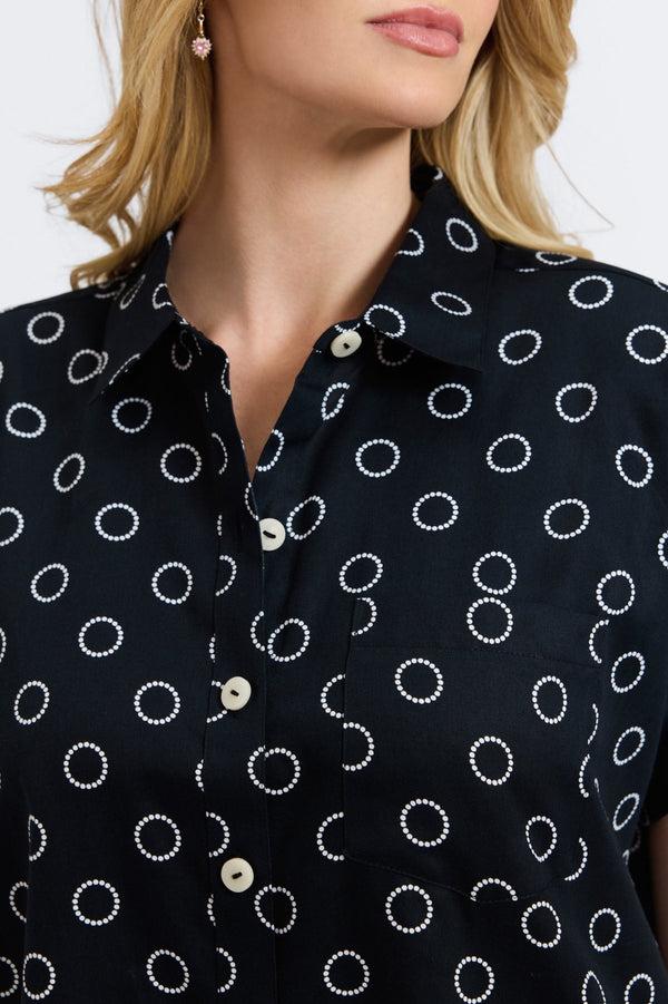 Foxcroft Abigail Plus Circle Dot Short Sleeve Shirt
