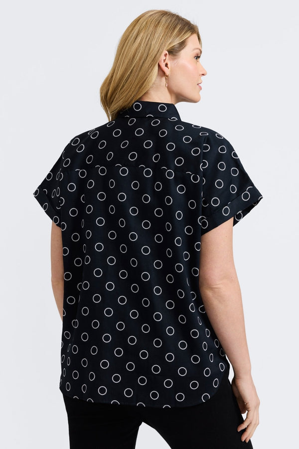 Foxcroft Abigail Plus Circle Dot Short Sleeve Shirt