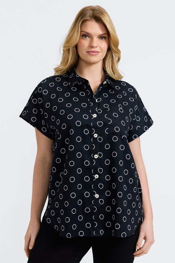 foxcroft Abigail Plus Circle Dot Short Sleeve Shirt