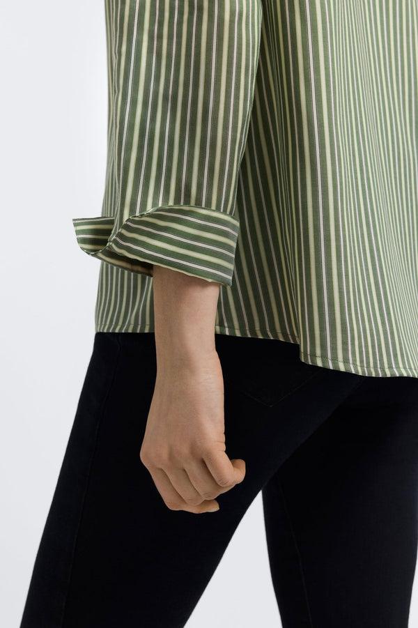 Foxcroft Agnes Mini Stripe Long Sleeve Popover Shirt