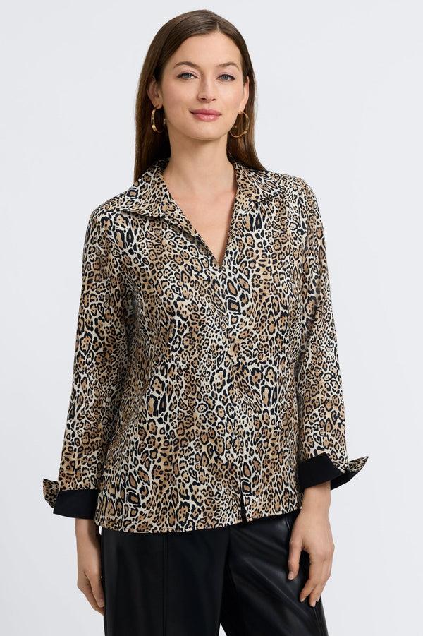 foxcroft Agnes Playful Animal Long Sleeve Popover Shirt